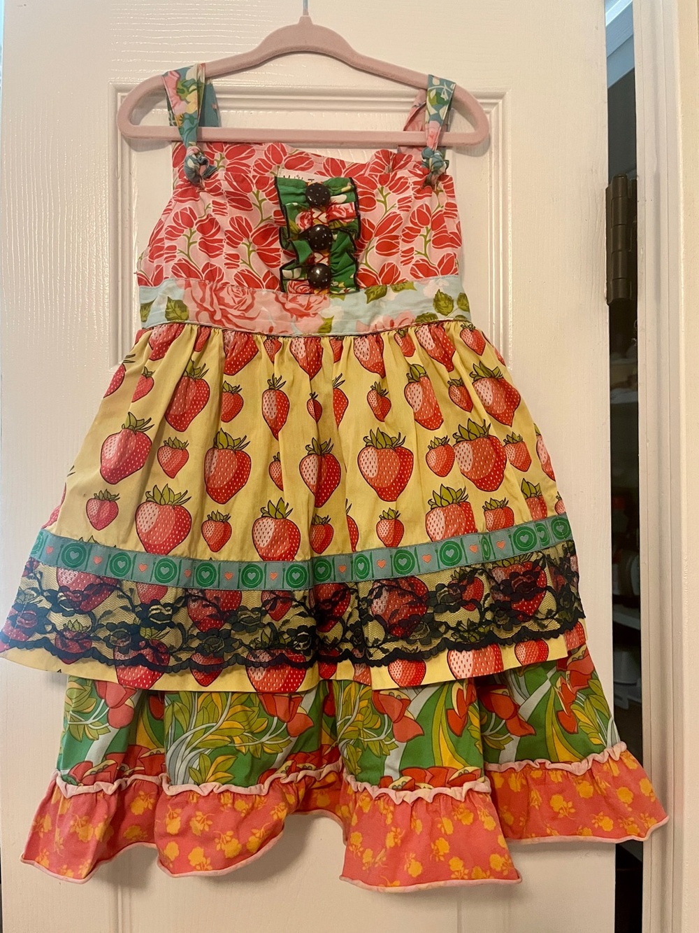 Matilda Jane Yellow Strawberry Multi-Color Tiered Sundress